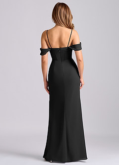 Azazie Joanne Bridesmaid Dresses Black Mermaid Off the Shoulder Chiffon Dress image6