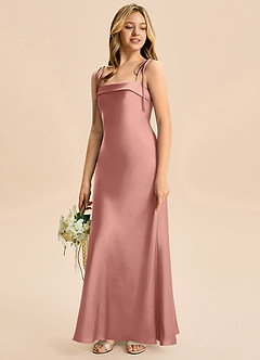 Azazie Willa Junior Rosette A-Line Bow Stretch Satin Dress image5