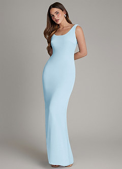 Azazie Hadley Bridesmaid Dresses Sky Blue Mermaid Pleated Chiffon Dress image4