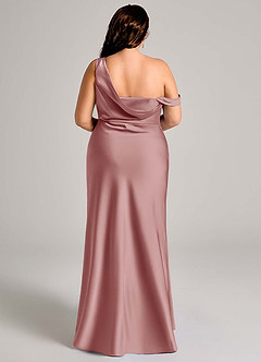 Azazie Madelyn Bridesmaid Dresses Dusty Rose Mermaid One Shoulder Stretch Satin Convertible Dress image11