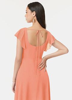 Azazie Bondi Abiti da Damigella Abito A-Line in Chiffon con Volant Tramonto image3