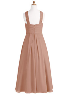Azazie Kaleigh Junior Champagne Rose A-Line Pleated Chiffon Dress image7