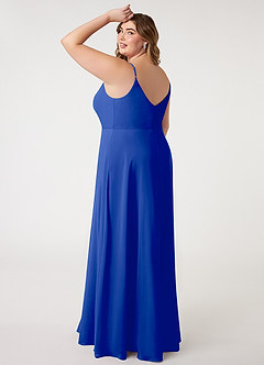 Azazie Daenerys Bridesmaid Dresses Royal Blue A-Line Cowl Chiffon Dress image11