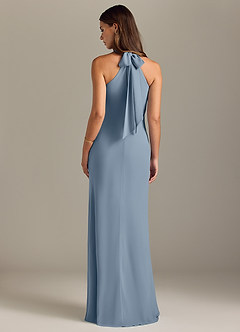 Azazie Doretta Bridesmaid Dresses Dusty Blue Mermaid Pleated Chiffon Dress image8