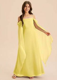 Azazie Moana Junior Canary A-Line Pleated Chiffon Dress image6