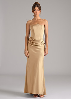 Azazie Debby Bridesmaid Dresses Champagne Mermaid Strapless Stretch Satin Convertible Dress image5