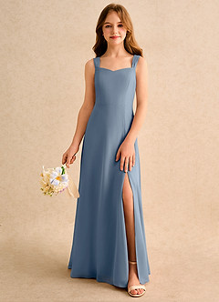 Azazie Makani Girls Formal Blumenmädchenkleider A-Linie Herzausschnitt Chiffon Kleid Zwielichtviolett image3