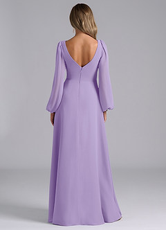Azazie Omari Bridesmaid Dresses Lilac A-Line Long Sleeve Chiffon Dress image6
