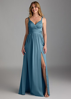 Azazie Chanel Final Sale Bermuda A-Line Pleated Stretch Satin Dress image5