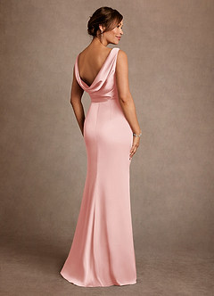 Azazie Baltimore Mother of the Bride Dresses Powder Pink A-Line Pleated Stretch Satin Dress image2