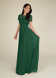 Azazie Annette Kleider für die Brautmutter A-Linie Spitze Chiffon Kleid Dunkelgrün image1