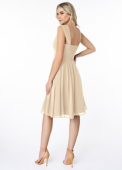 Azazie Angie Bridesmaid Dresses Champagne A-Line Corset Chiffon Dress image5