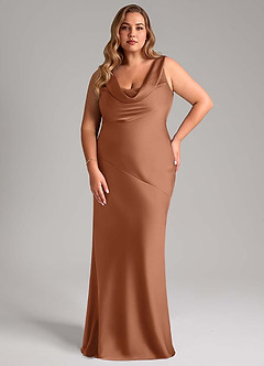 Azazie Rylina Vestidos de damas de honor Vestido de Bronceador de Satén Elástico de Corte Sirena image1