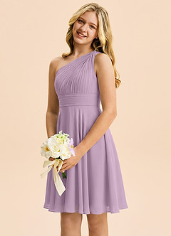 Azazie Charlize Junior Wisteria A-Line Pleated Chiffon Dress image3