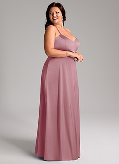 Azazie Mei Bridesmaid Dresses Vintage Mauve A-Line V-Neck Stretch Satin Dress image9