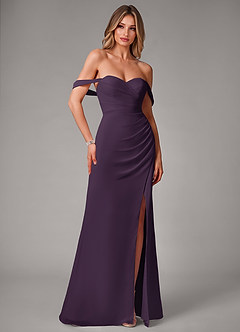 Azazie Haisley Brudtärnklänningar Klä av Tubklänning i Chiffong Av axeln Plommon Konvertibel image3