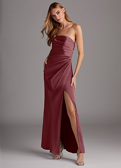 Azazie Lexie Final Sale Desert Rose Sheath Strapless Stretch Satin Convertible Dress image4