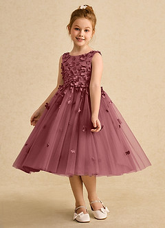 Azazie Lana Flower Girl Dresses Amethyst A-Line Sleeveless Matte Satin Dress image3