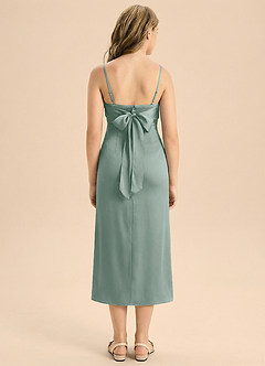 Azazie Mai Junior Silver Sage Sheath Sweetheart Neckline Stretch Satin Dress image4
