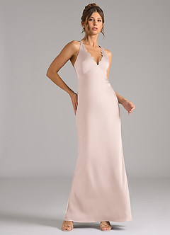 Azazie Tianna Bridesmaid Dresses Blushing Pink A-Line Stretch Satin Dress image5