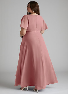 Azazie Aaliyah Modest Bridesmaid Dresses A-Line Scoop Pleated Chiffon Floor-Length Dress image9