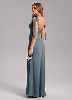 Azazie Frostine Bridesmaid Dresses Twilight A-Line Bow Stretch Satin Dress image6