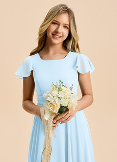 Azazie Cady Junior Sky Blue A-Line Pleated Chiffon Dress image8
