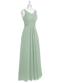 Azazie Pierrette Bridesmaid Dresses Agave A-Line Pleated Chiffon Dress image9