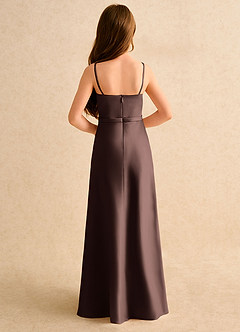 Azazie Fishie Girls Formal Flower Girl Dresses Ganache A-Line Matte Satin Dress image7
