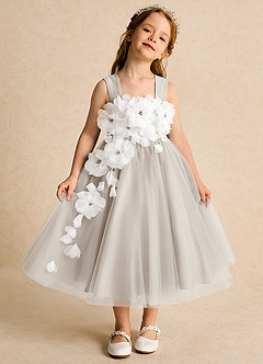 Azazie Dovey Abiti da Ragazza di Fiori Abito Principessa in Tulle Fiocco Gelo image2