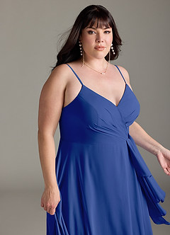 Azazie Akita Bridesmaid Dresses Royal Blue A-Line Chiffon Dress image10