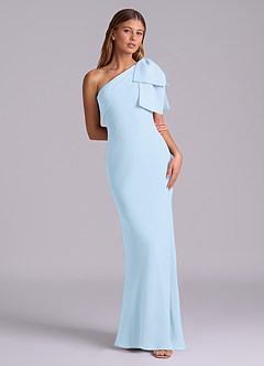 Azazie Yuanna 신부 들러리 드레스 인어 한쪽 어깨 쉬폰 바닥 길이 드레스 image3