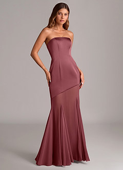 Azazie Uma Final Sale Desert Rose Mermaid Strapless Chiffon Convertible Dress image3