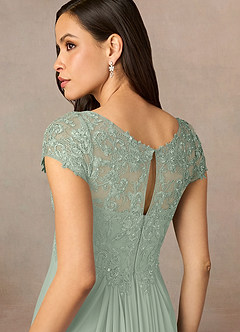 Azazie Macy Mother of the Bride Dresses Dusty Sage A-Line V-Neck Sequin Lace Lace Dress image5