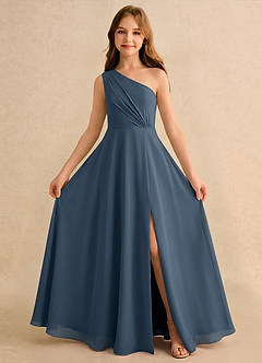 Azazie Puddles Girls Formal Flower Girl Klänningar Klä A-Line i Chiffong Ena axeln image5