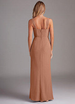 Azazie Denice Bridesmaid Dresses Bronzer Sheath Pleated Chiffon Dress image2