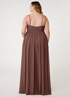 Azazie Alia Bridesmaid Dresses Espresso A-Line Pleated Chiffon Dress image7