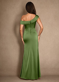 Azazie Hamptons Kleider für die Brautmutter A-Linie Plissee Stretch-Satin Kleid Wacholder image2