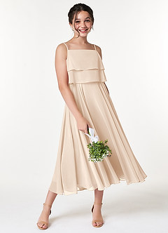 Azazie Ensley Junior White Alabaster A-Line Pleated Chiffon Dress image5