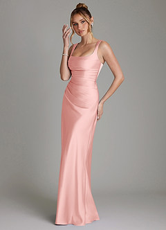 Azazie Agustina Brautjungfernkleider Meerjungfrau-Linie Korsett Stretch-Satin Kleid Puderrosa image5