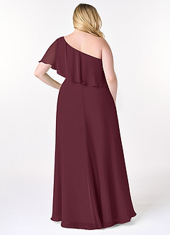 Azazie Lizzy Abiti da Damigella Abito A-Line in Chiffon Monospalla Cabernet image9
