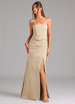 Azazie Jenine Bridesmaid Dresses Champagne Mermaid Strapless Chiffon Dress image5