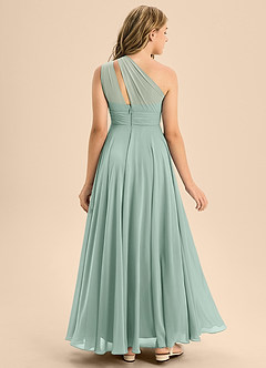 Azazie Charlize Junior Abito A-Line in Chiffon Plissettato Agave image2