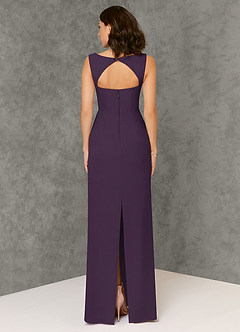 Azazie Flori Bridesmaid Dresses Plum Sheath Square Neckline Chiffon Dress image2
