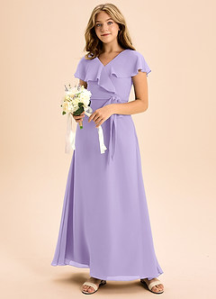 Azazie Lainey Junior Lilac A-Line with Pockets Chiffon Dress image6
