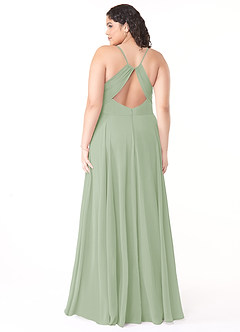 Azazie Avelina Bridesmaid Dresses Dusty Sage A-Line V-Neck Pleated Chiffon Dress image7