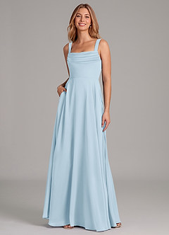 Azazie Shaude Bridesmaid Dresses Sky Blue A-Line Pleated Chiffon Dress image3