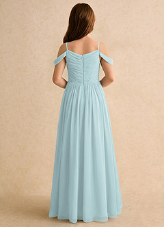 Azazie Chelo Girls Formal Flower Girl Dresses Mist A-Line Pleated Chiffon Dress image2