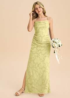 Azazie Mai Junior Etui Plissee Blumen-Burnout Kleid Zitronensorbet image3