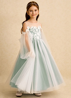 Azazie Zimi vestidos de niña de las flores Vestido de Agave de Tul de Princesa con Escote de Corazón image6